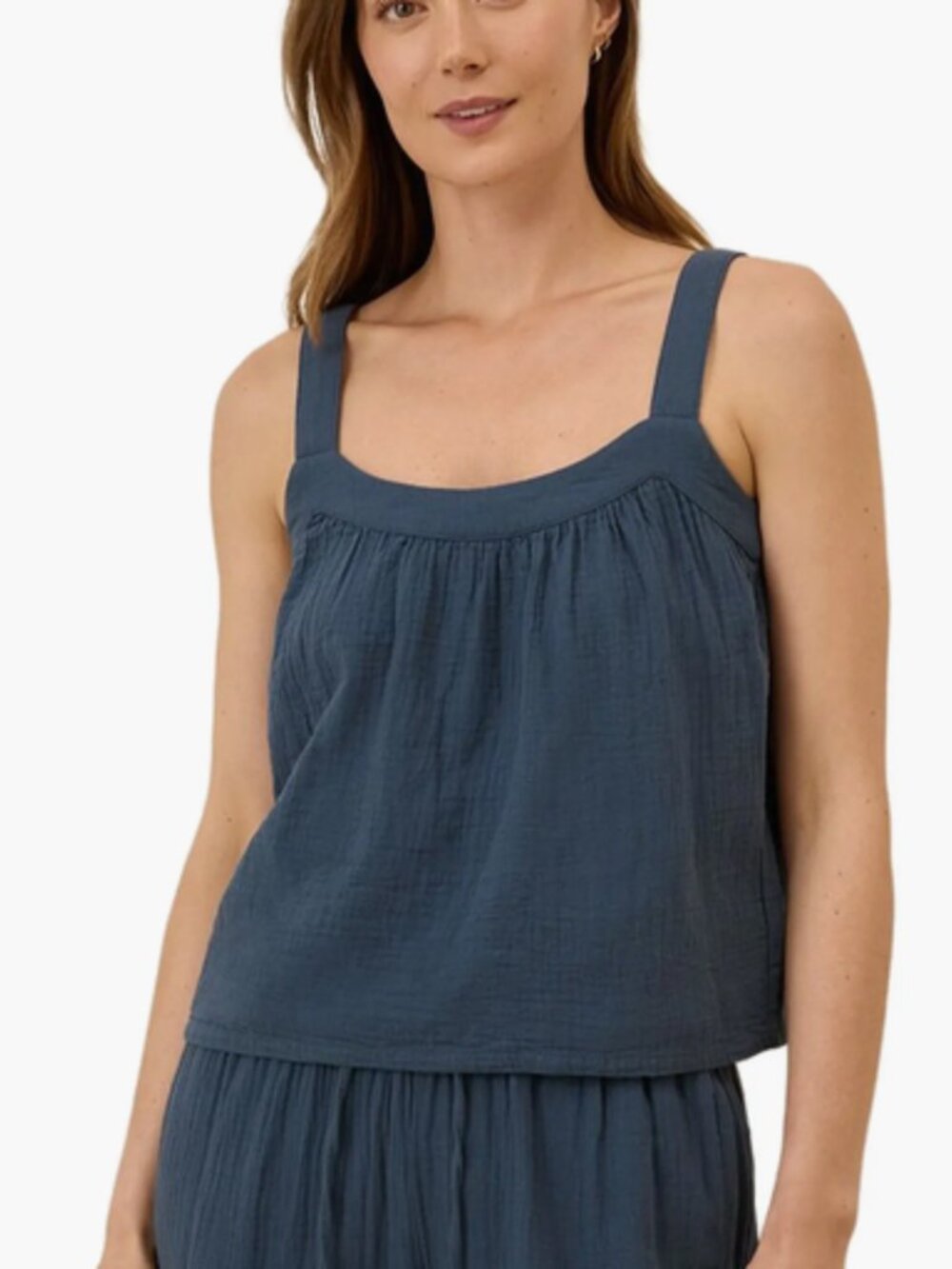 Pact Navy Blue Cotton Tank Top with Wide Straps XL